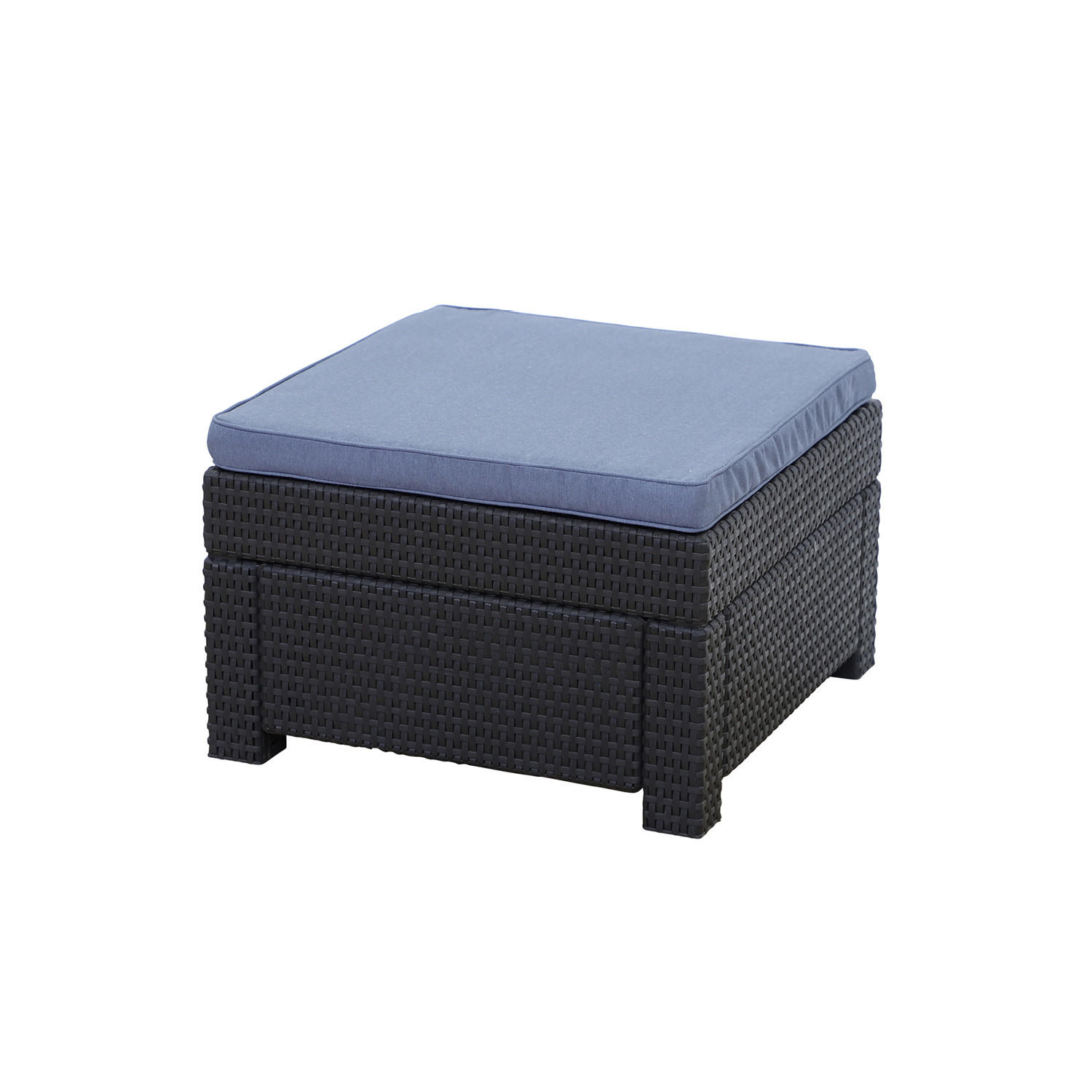 HOCKER Provence anthrazit mit Kissen in Blau - Anthrazit, Kunststoff (60/250/60cm) - Keter