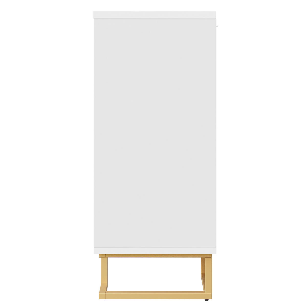 SIDEBOARD Weiß 152cm Geometrisches Design Gold Griffe Füße - Weiß, Holzwerkstoff (152/75/40cm) - FLIEKS