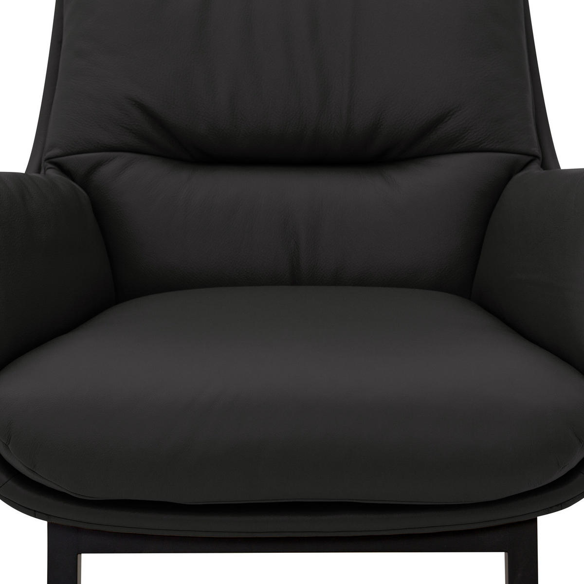 SESSEL mit Holzfüßen - Schwarz/Grau, Leder/Eichenholz (83/95/97cm) - home24