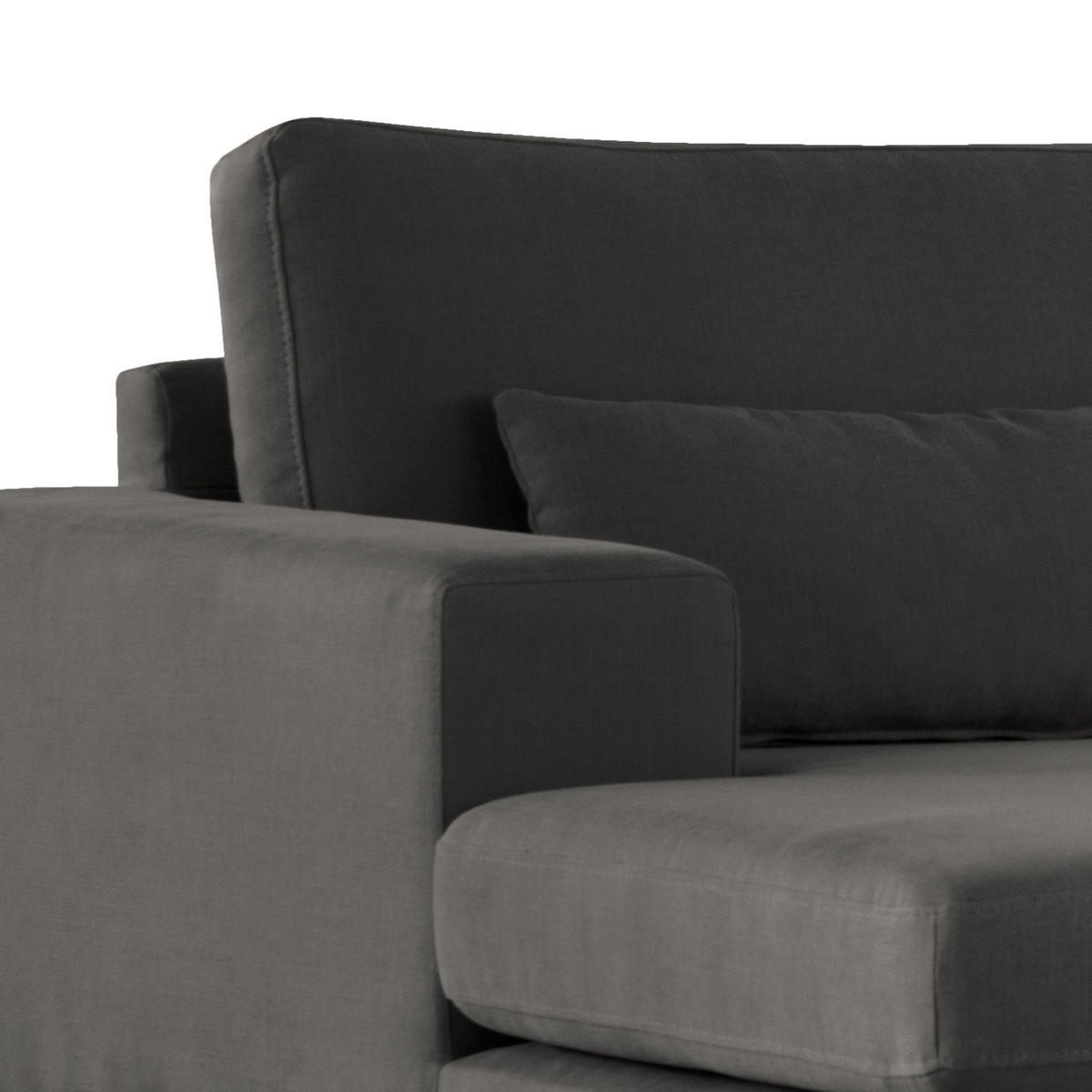 WOHNLANDSCHAFT mit Longchair - Eichefarben/Anthrazit, Naturmaterialien/Eichenholz (371/81/219cm) - home24