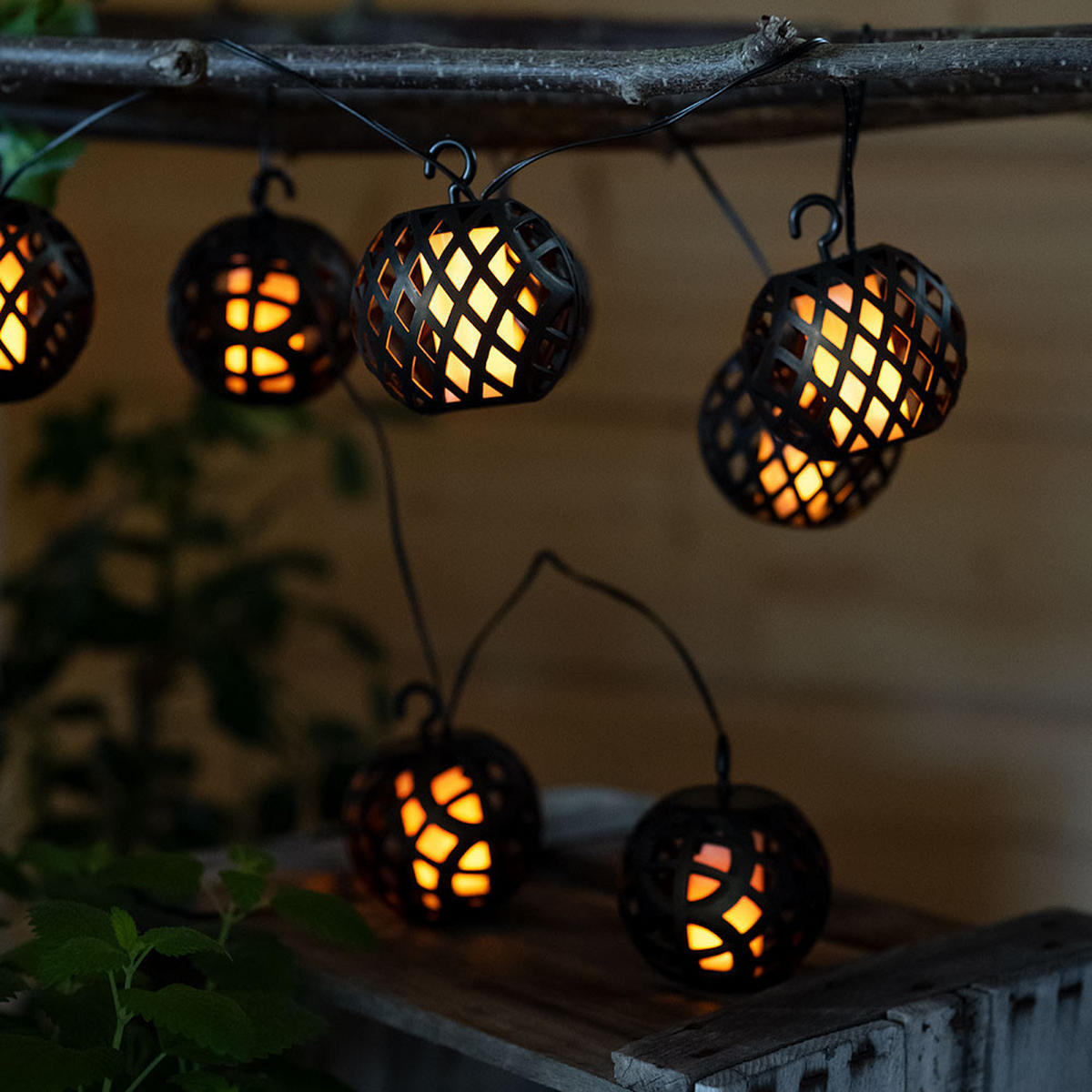 LED AUSSENLEUCHTE Solar Lichterkette Schwarz - Schwarz, Kunststoff (410/7/7cm) - Globo Lighting