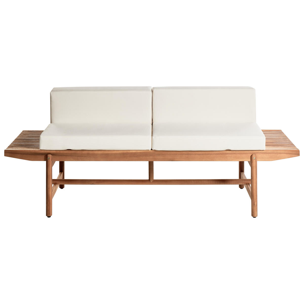 GARTENBANK 2-Sitzer Heller Holzfarbton Giaveno - Hellbraun/Weiß, Holz (210/84/65cm) - Beliani