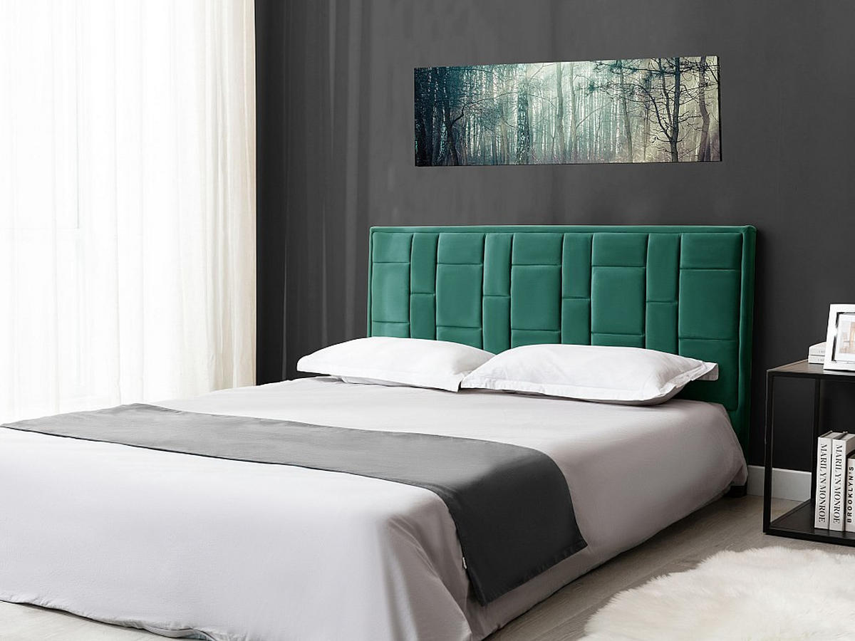 BETTKOPFTEIL - 160 cm - Samt - Grün - HERMINE - Grün, Textil (160/110/8cm) - Vente-Unique