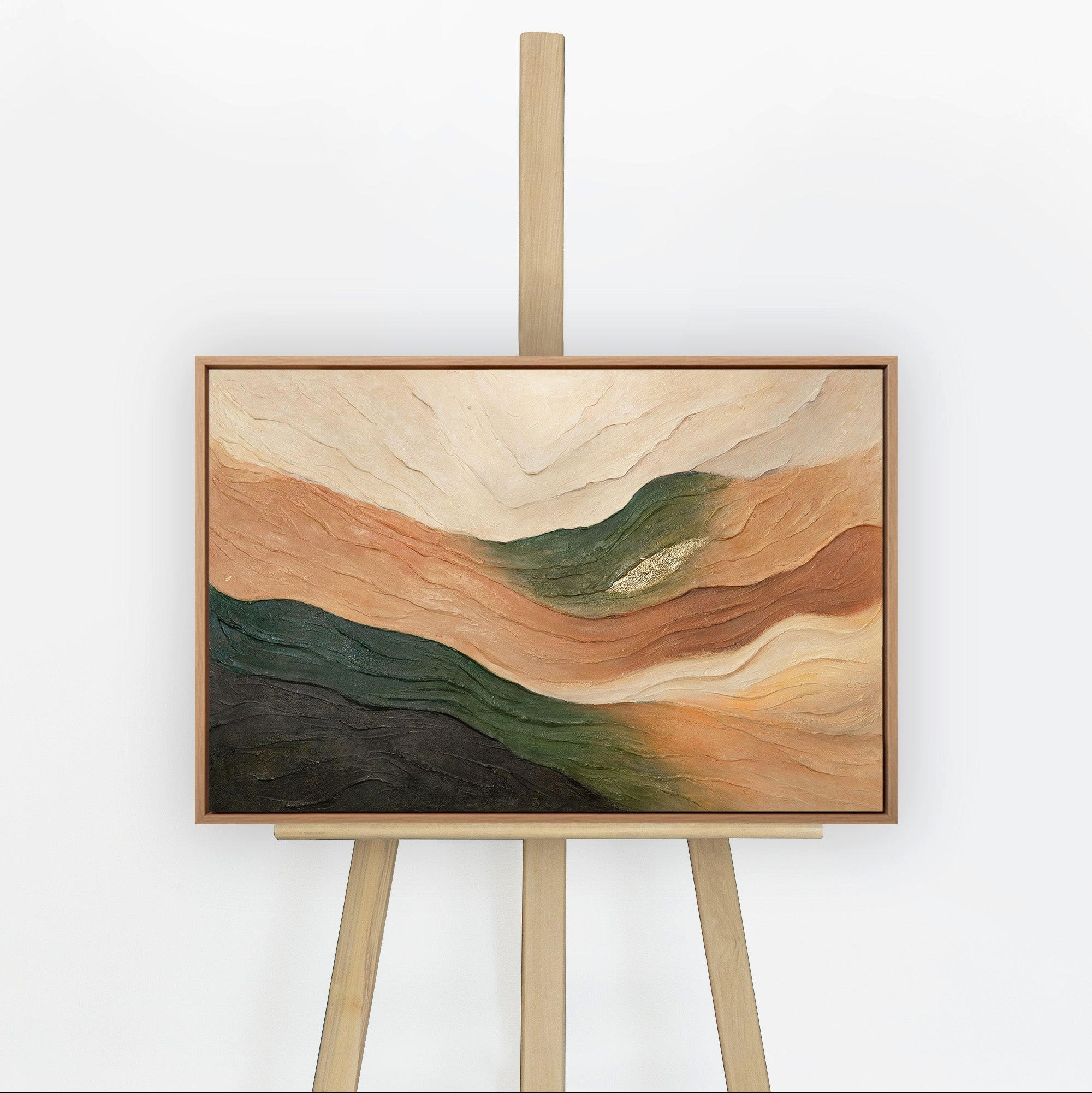 GEMÄLDE Wellen des Horizonts Schattenfugenrahmen Eichefarben 60x40 cm - Eichefarben, Holz (60/40cm) - YS-art gallery