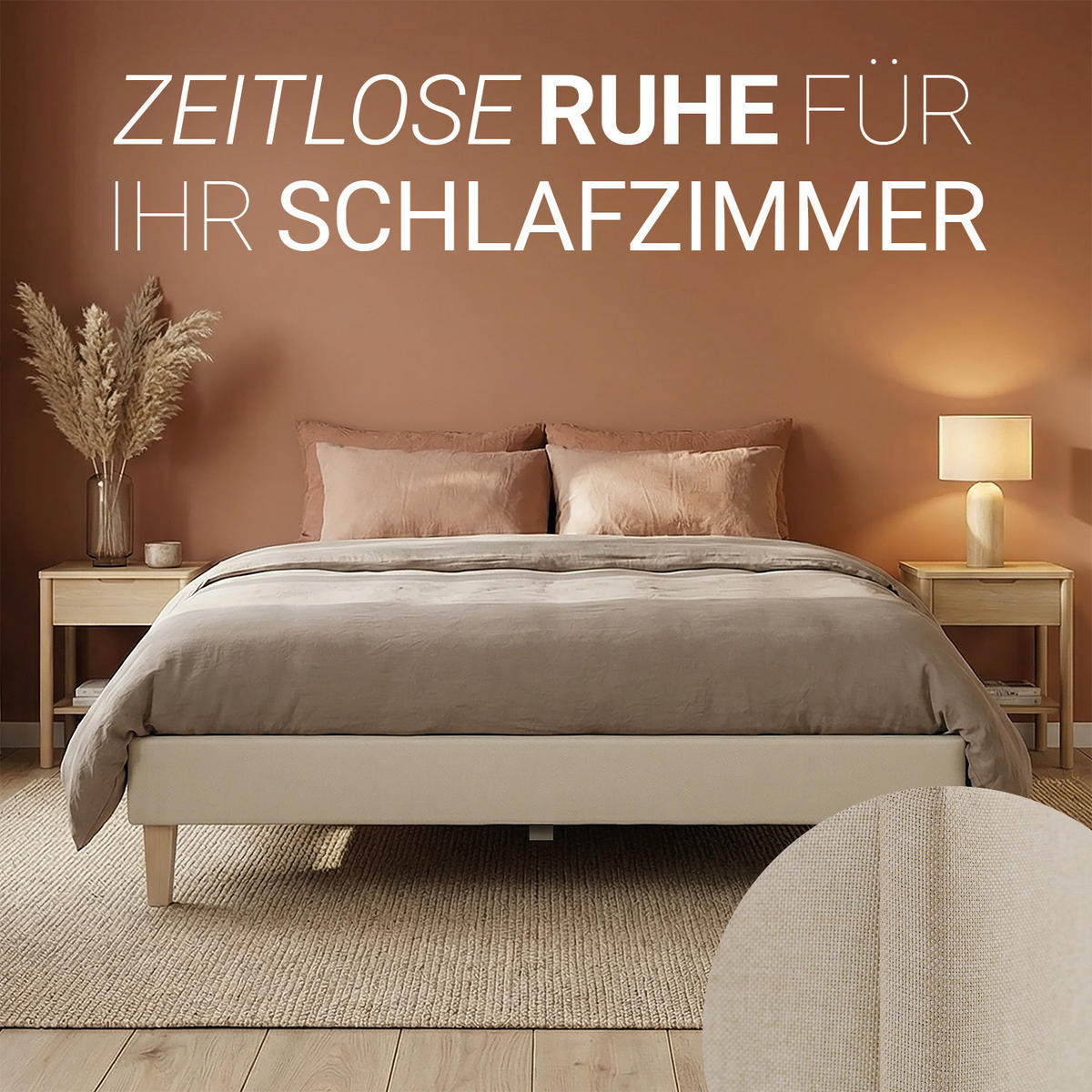 POLSTERBETT 140/200 cm in Beige + Lattenrost - Beige, Textil (140/200cm) - Homestyle4u