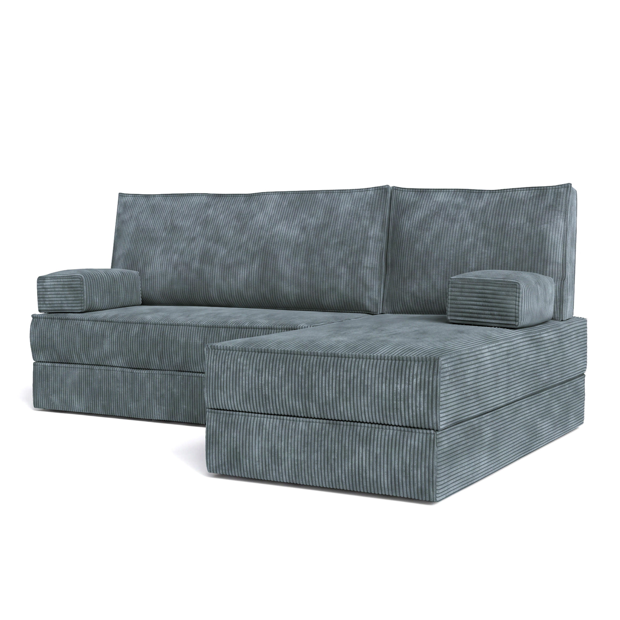 ECKSOFA NOTIA modulares Boneless Sofa mit Schlaffunktion Grau Kordstoff - Grau, Textil (200/120cm) - MASSENO