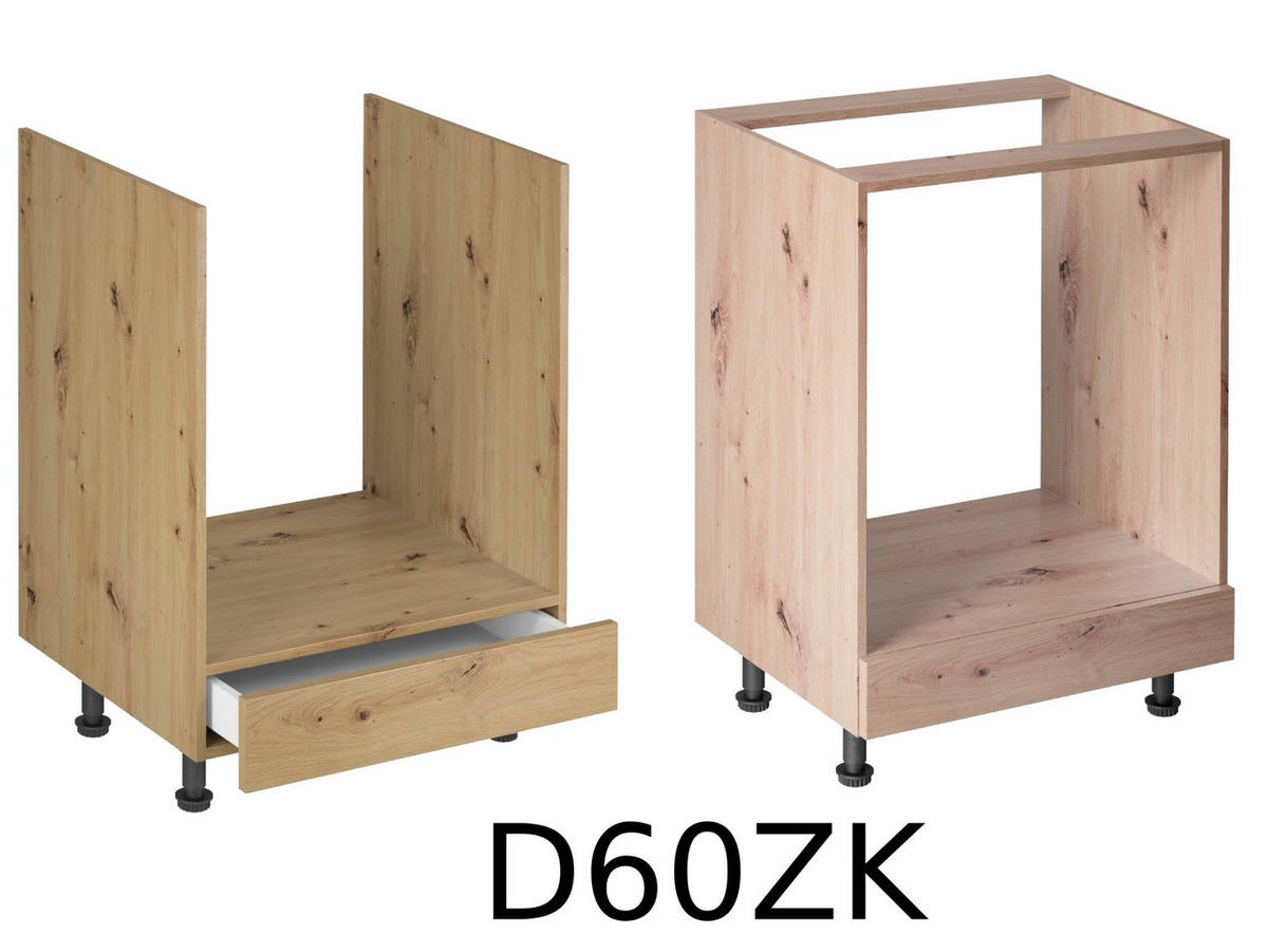 KÜCHENZEILE 240 - Langen KL2-M240 in Artisan Eiche - Schwarz/Eiche Artisan, Holz/Metall (240/212/58cm)