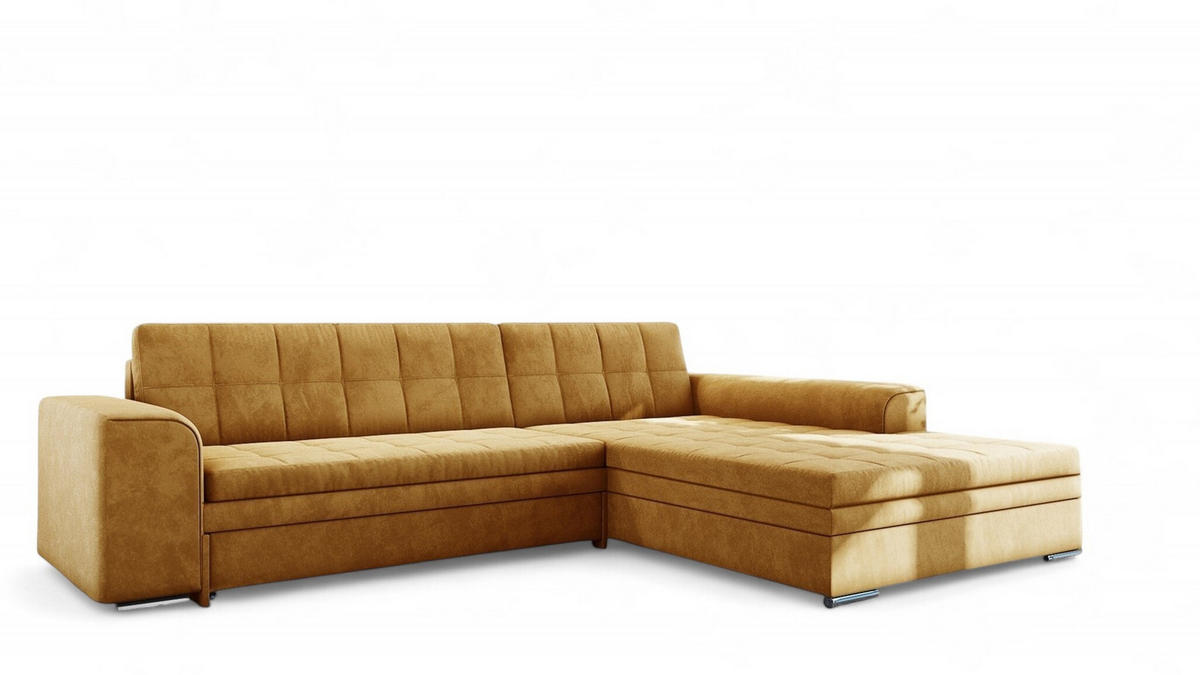 ECKSOFA Lusaka Mit Schlaffunktion - Gelb, Holzwerkstoff/Textil (198/292cm) - Fun Möbel