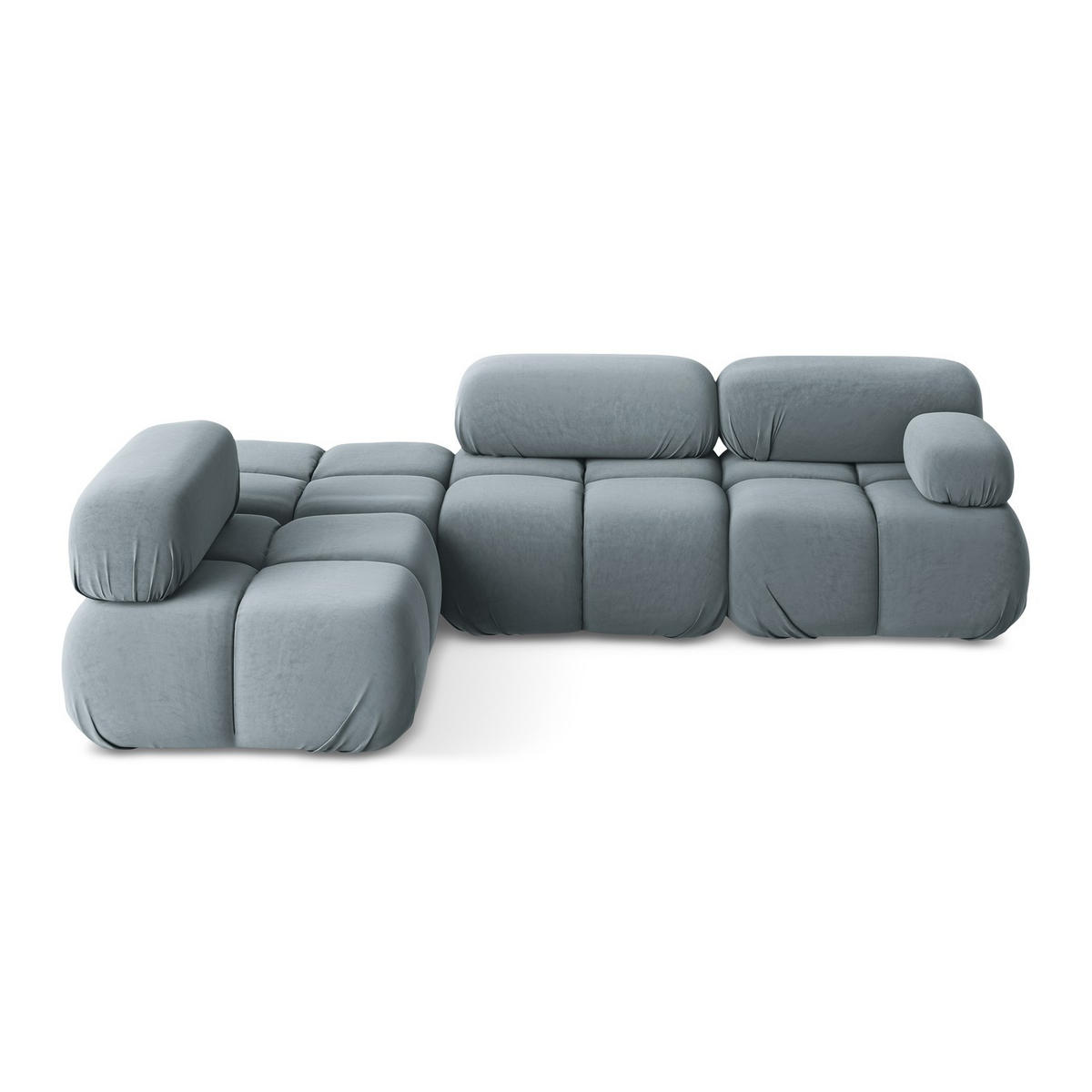 ECKSOFA Links Samt Stoff Blau - Blau/Schwarz, Kunststoff/Textil (190/285cm) - LaMiaSofa