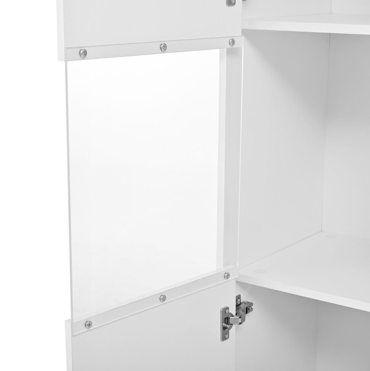 HIGHBOARD 50/179/40 cm Weiß/Natur aus Spanplatte mit LED-Beleuchtung - Naturfarben, Holzwerkstoff (40/179/50cm) - OKMYHOME