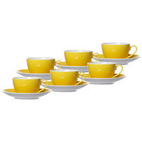 KAFFEETASSEN MIT UNTERTASSEN Doppio Gelb 200 ml 6er Set - Gelb, Keramik (16/8/16cm) - Ritzenhoff Breker