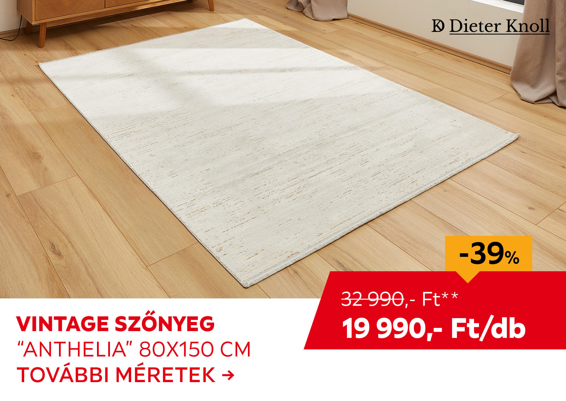 VINTAGE SZŐNYEG "ANTHELIA" 80 X 150 CM Kiemelt termék 32990 Ft.- helyett 19990 Ft.-