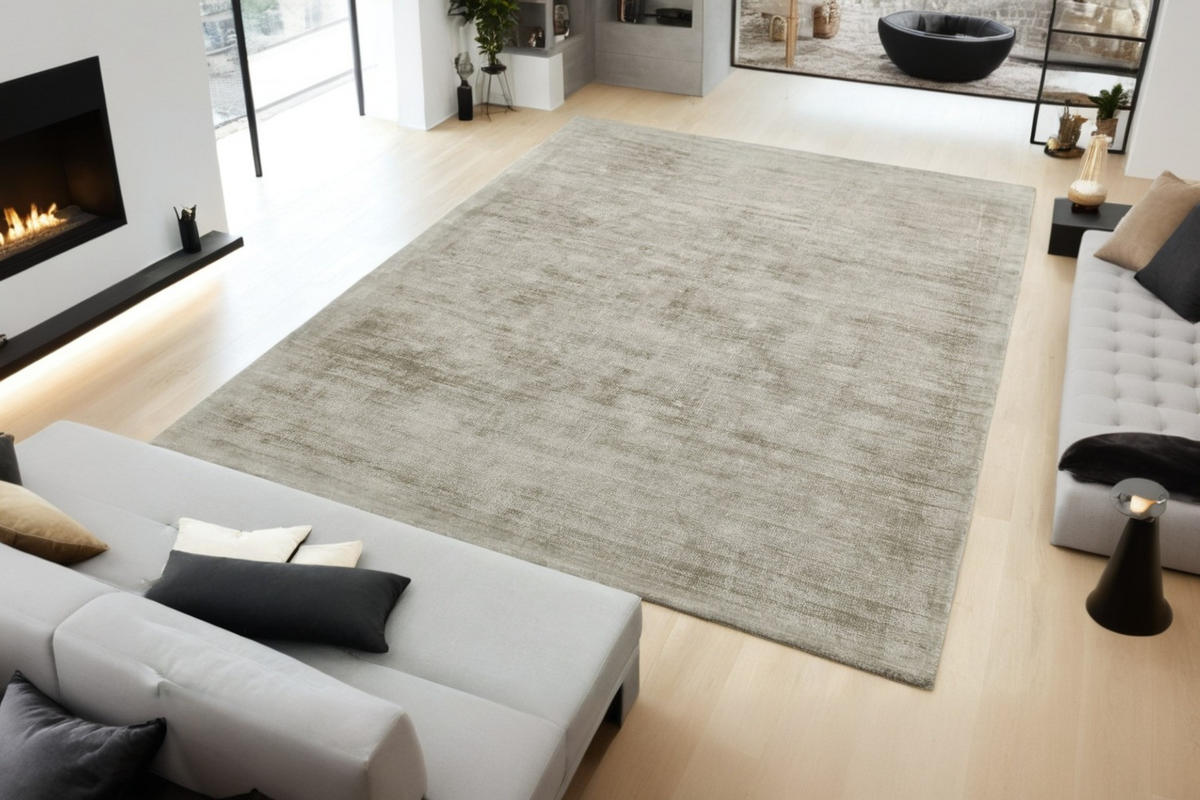 TEPPICH Viskose handgewebt zeitloses Design BARI, Taupe 160x230 cm - Taupe, Textil (160/230cm) - KADIMA DESIGN