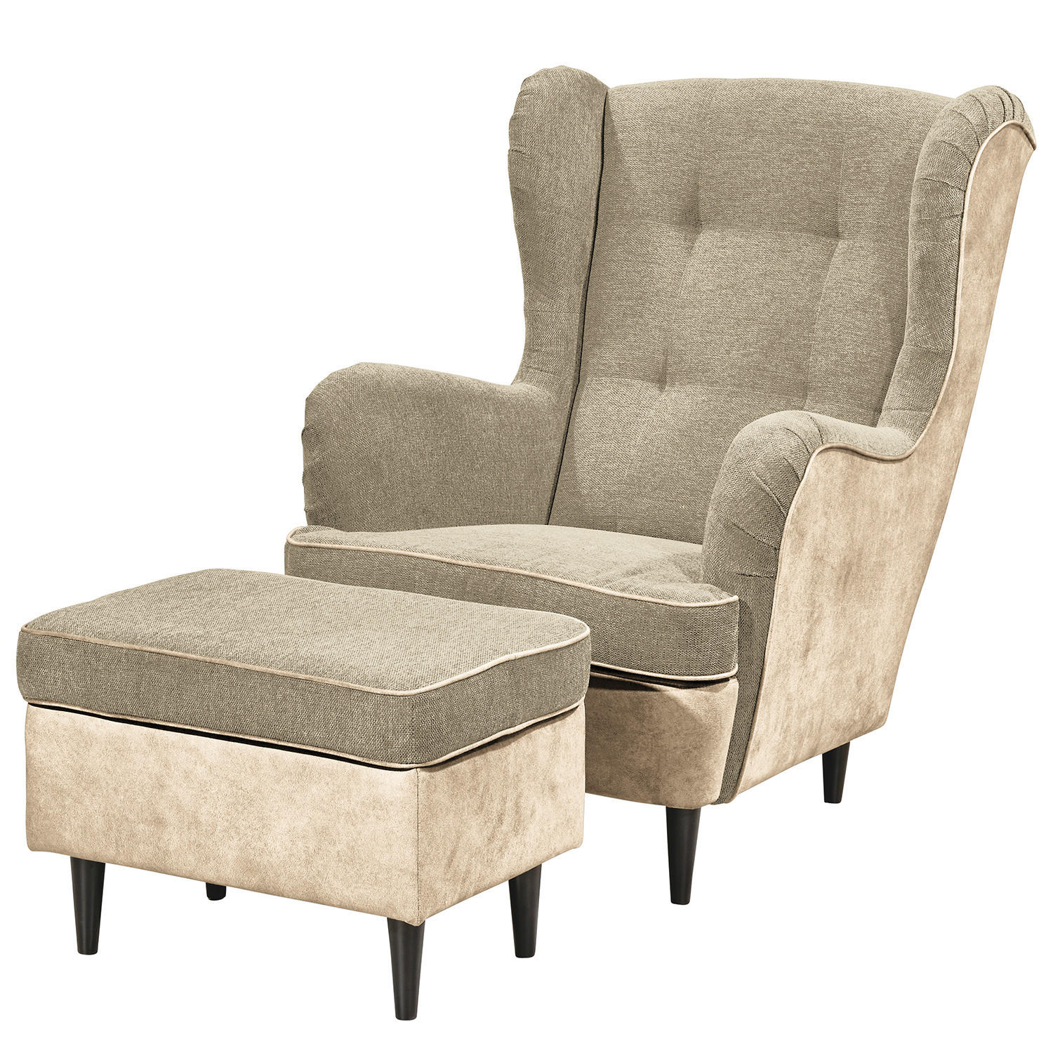 SESSEL - Creme/Schwarz, Holzwerkstoff/Buchenholz (78/102/98cm) - home24