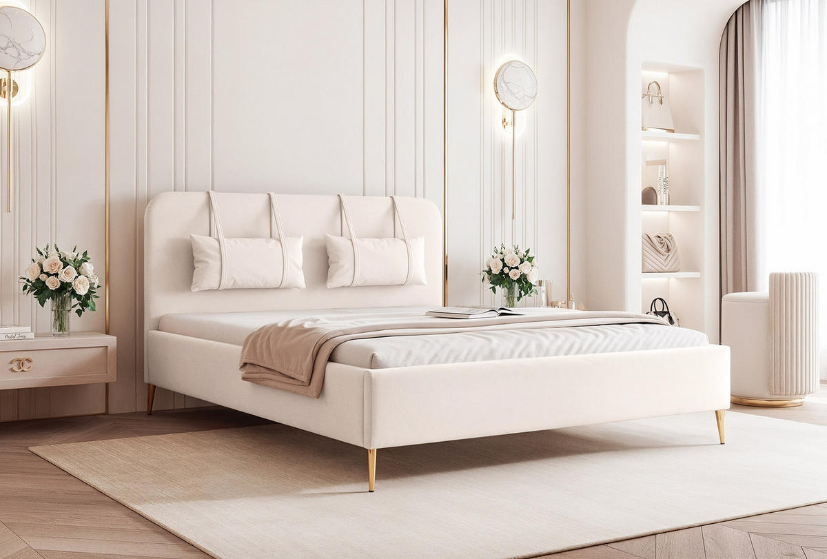 POLSTERBETT Rexal 160x200 cm, Cremeweiß - Ecru, Textil (200/160cm) - Fedve