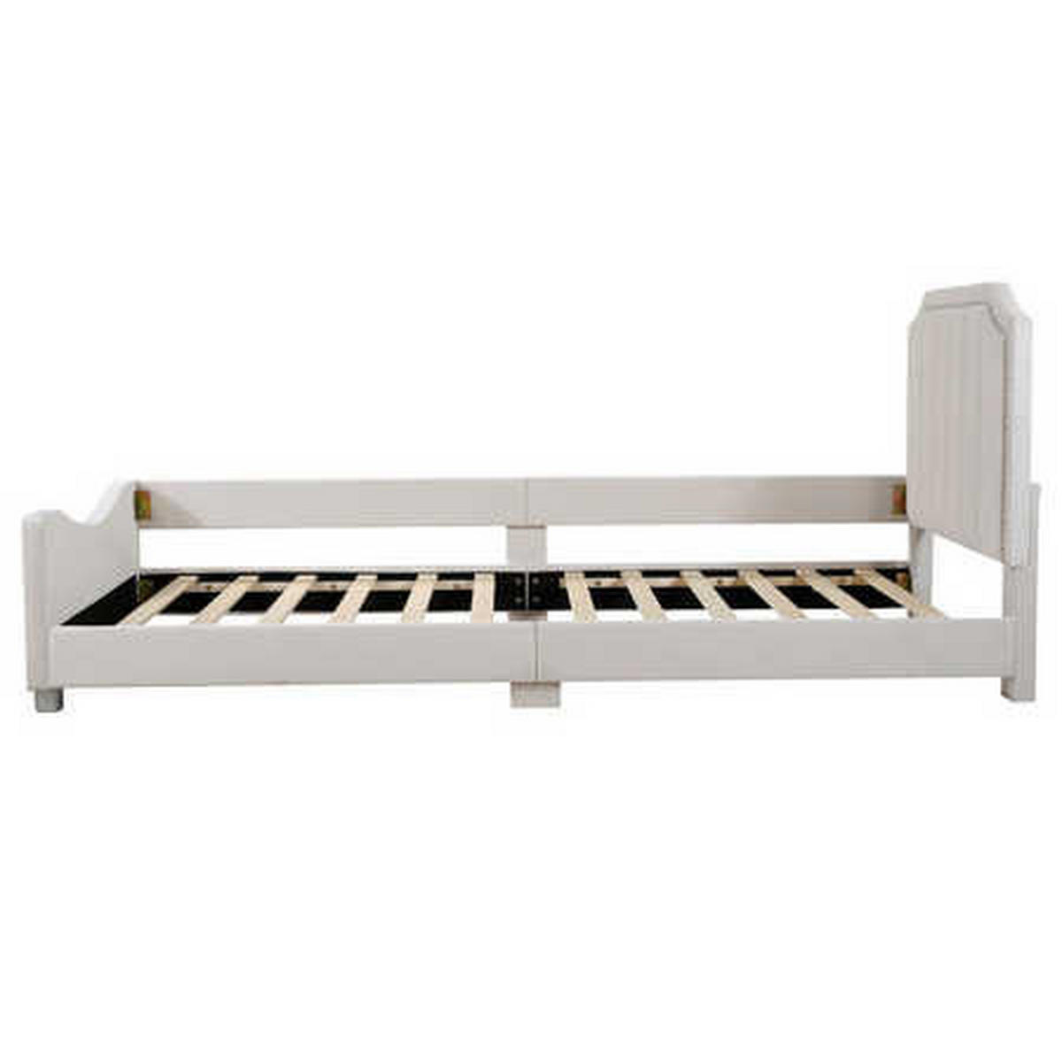 KINDERBETT 90x200 Beige Flanell Rückenlehne - Beige, Holz (90/200cm) - FLIEKS