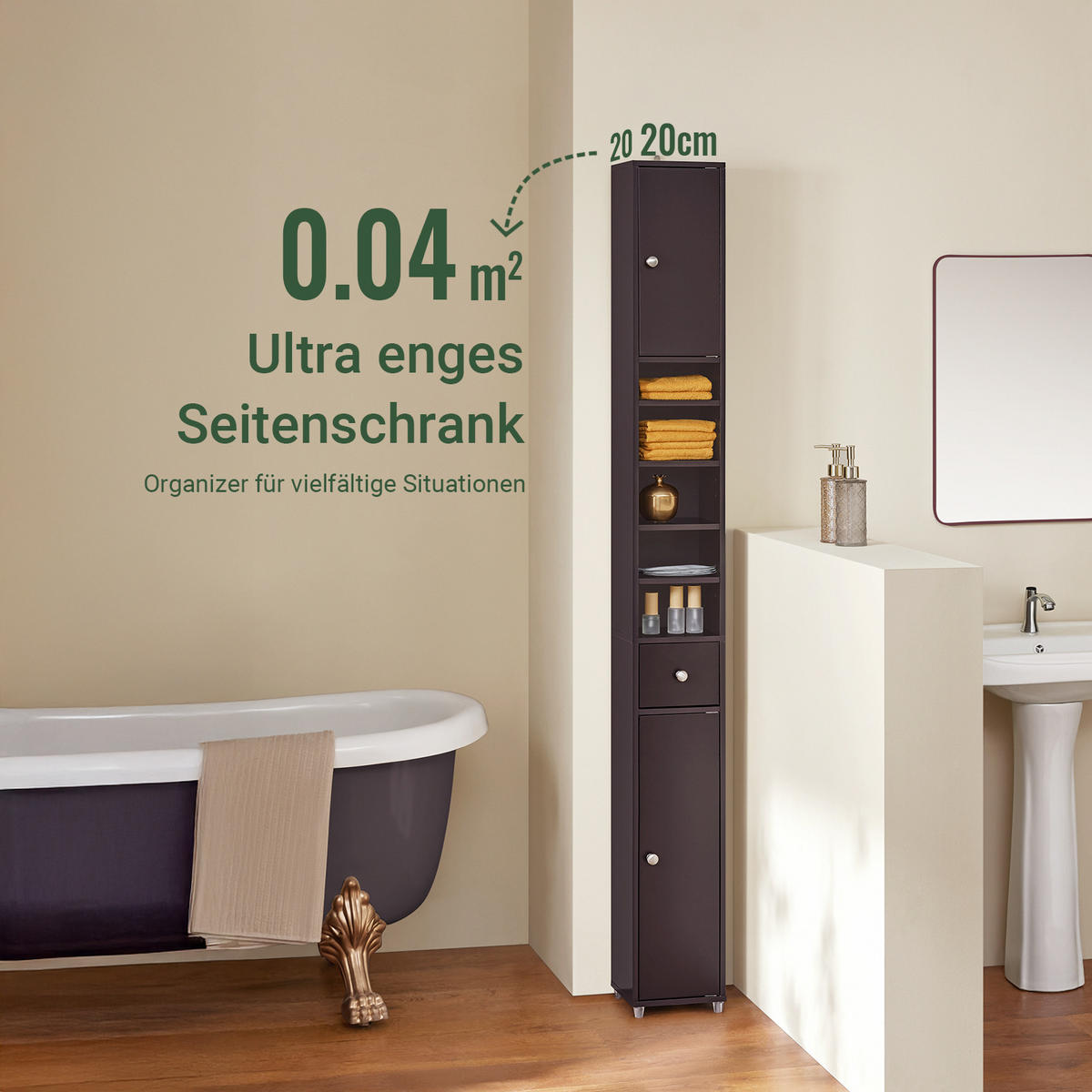 HOCHSCHRANK Braun - Dunkelbraun, Holzwerkstoff (20/180/20cm) - SoBuy