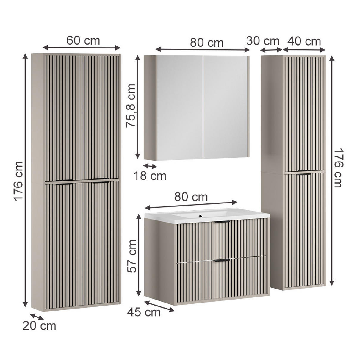 KOUPELNOVÝ NÁBYTEK Ruford Kašmír - kašmírová, kompozitní dřevo (80/57/45cm) - Vicco