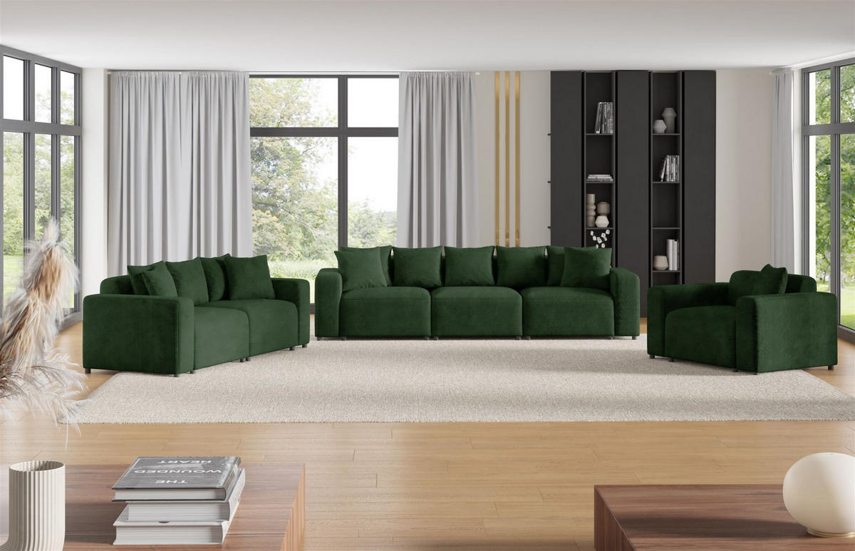 SOFA Megan 2-sitzer In Poso - Dunkelgrün, Holzwerkstoff/Textil (236/75/98cm) - Fun Möbel