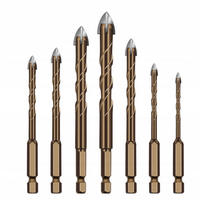 BOHRER Glas-Fliesen Universal 7-tlg. Set, Hartmetall, HEX 1/4", Spiral, 3 mm, 4 mm, 5 mm, 6 mm, 8 mm, 10 mm, 12 mm - Multicolor, Kunststoff/Metall (15/7/2cm)