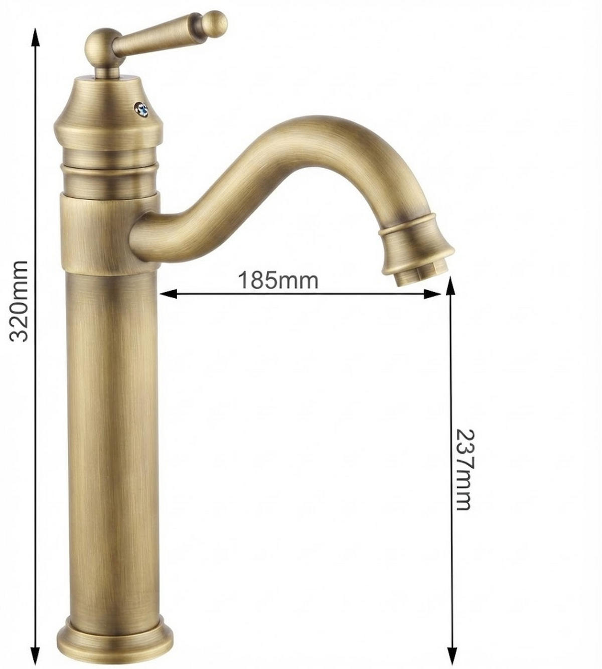 BADEZIMMERARMATUR, 320 mm hoch, gold - Goldfarben, Metall (41/7.5/22cm) - Vallsero