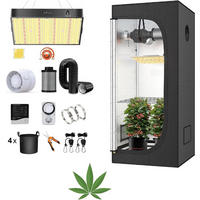GROWBOX SET Schwarz 80x80x180 cm, LED Pflanzenzucht, Komplettset, Indoor Growbox, Pflanzenbeleuchtung, Gewächshaus, Hydroponik, Anzuchtset - Schwarz, Kunststoff (80/180/80cm) - JUNG