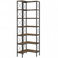 BÜCHERREGAL Spanplatte Metall Rustikal-Braun - Schwarz/Braun, Holzwerkstoff/Metall (60/200/60cm) - HOMCOM