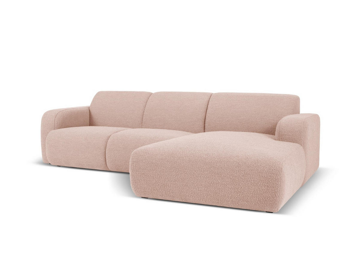 ECKSOFA rechts Molino aus Boucle puderrosa 4 Sitzplätze - Pink, Textil (170/250cm) - Micadoni