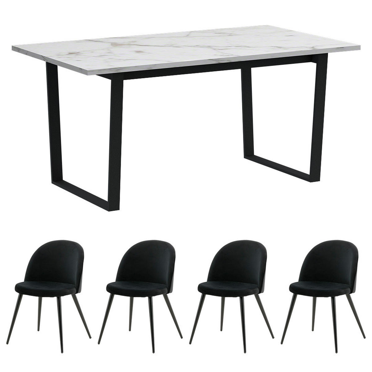 ESSGRUPPE 5-TLG. Tilst Schwarz - Schwarz, Holzwerkstoff/Textil (160/74/90cm) - ebuy24