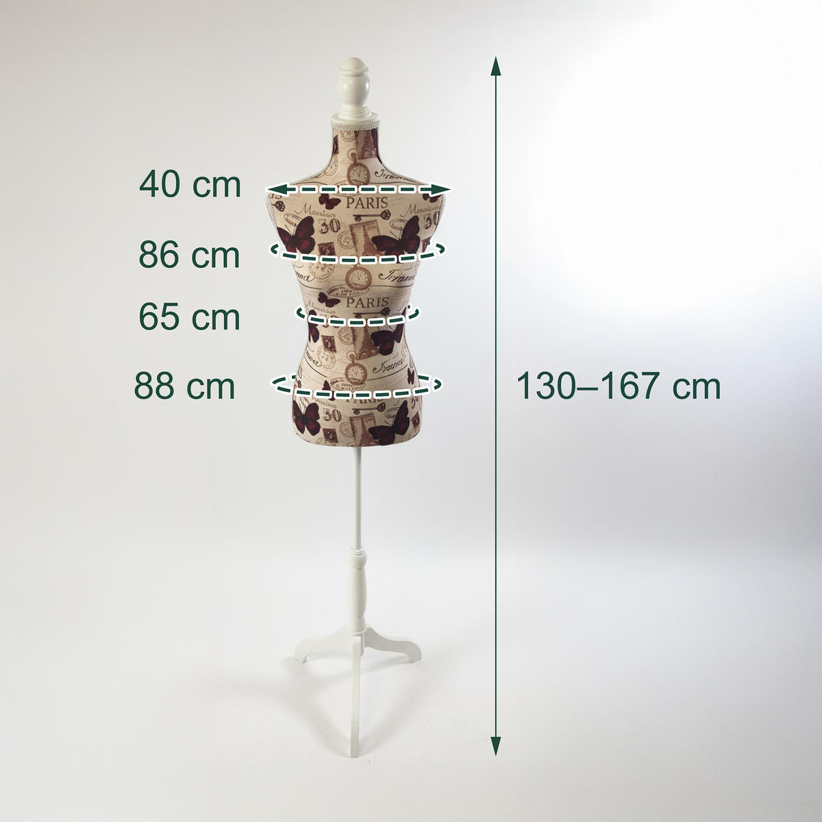MANEKÝNKA - viacfarebná, drevo/textil (41/167/34cm) - Relaxdays