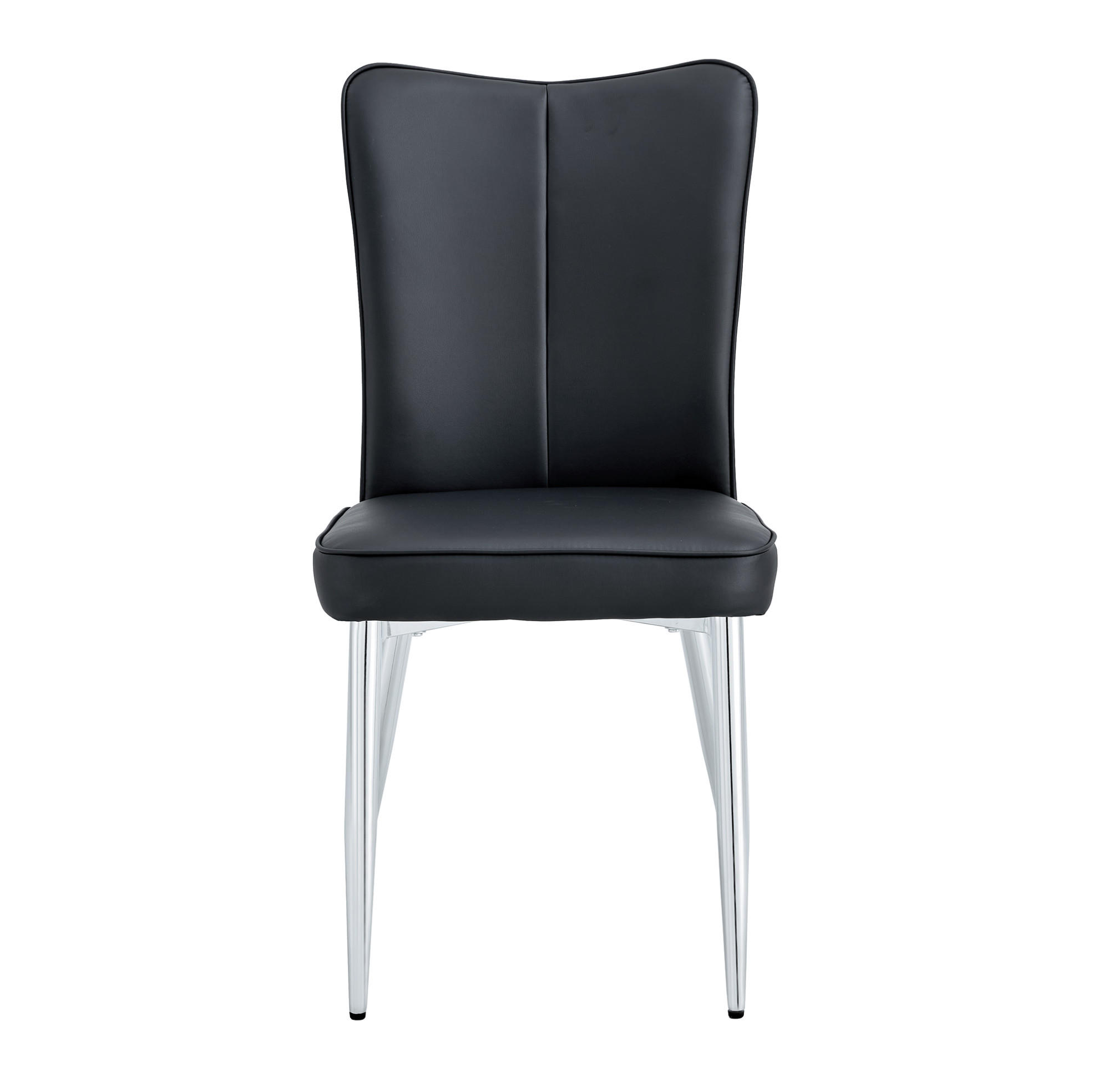ESSZIMMERSTUHL 2er-Set PU-Leder Schwarz mit Metallbeinen Silber - Schwarz, Metall (44/89/45cm) - Meubliv