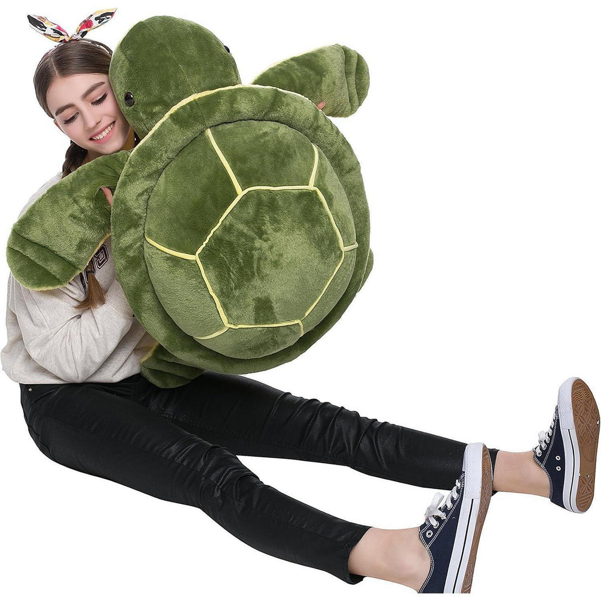 STOFFTIER Schildkröte 85 cm Grün - Grün, Textil (80/80cm)