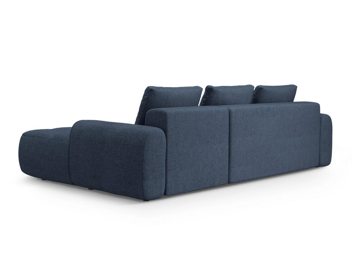 AUSKLAPPBARES-ECKSOFA rechts mit Container Linz aus strukturiertem Stoff dunkelblau 3 Sitzplätze - Dunkelblau, Textil (142/275cm) - Cosmopolitan Design