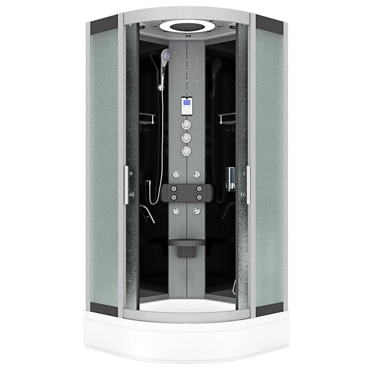 FERTIGDUSCHE Dusche D58-53M1-EC Schwarz 90x90 - Schwarz, Glas/Kunststoff (90/90/225cm) - AcquaVapore by Sandra Jentho