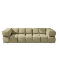 SOFA 4-Sitzer, Couch, Chenille Stoff Puente, Hellgelb, Averro - Hellgelb, Holz (280/70/96cm) - Kaiser Möbel