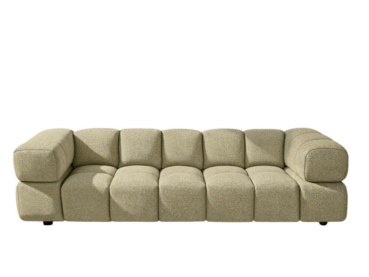 SOFA 4-Sitzer, Couch, Chenille Stoff Puente, Hellgelb, Averro - Hellgelb, Holz (280/70/96cm) - Kaiser Möbel