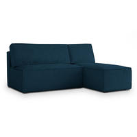 ECKSOFA BRISO M Blau Velours-Stoff mit Schlaffunktion - Blau, Holz (200/140cm) - MASSENO