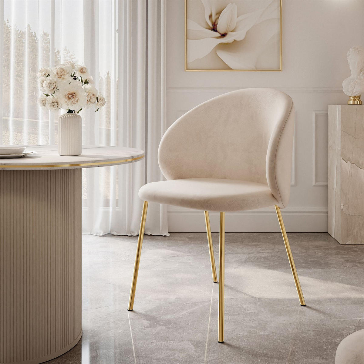 STUHL AURUM - Beige/Goldfarben, Textil (58/78/52.5cm) - Lookway