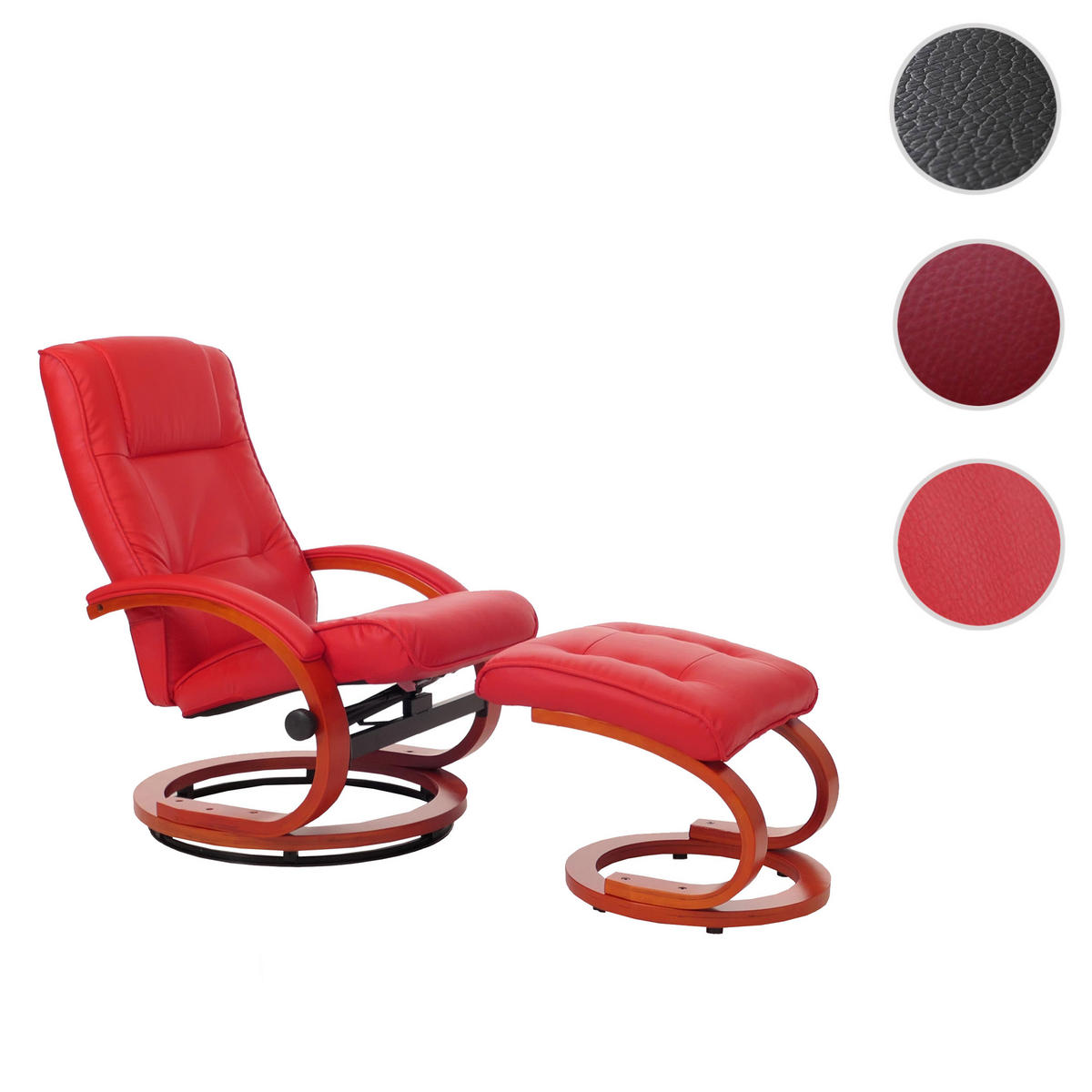 RELAXSESSEL MIT HOCKER Rot - Rot, Textil (66/104/89cm) - MCW