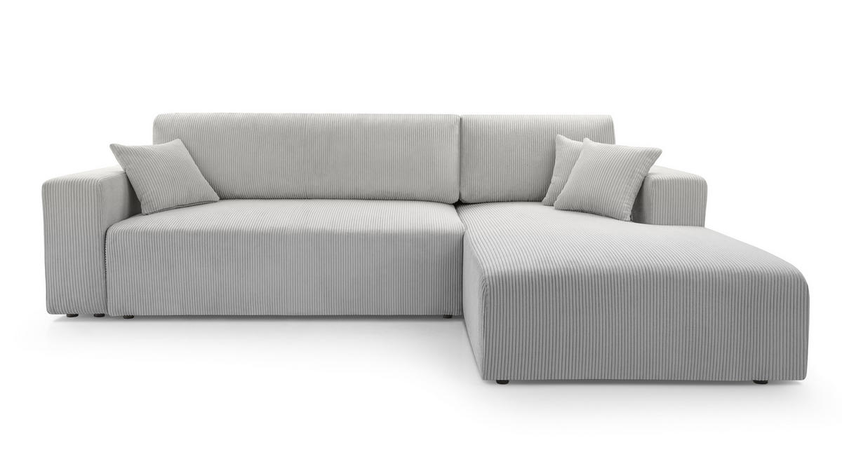 ECKSOFA L Form Catea Hellgrau 279/145/84 cm Rechts mit Schlaffunktion - Hellgrau/Schwarz, Kunststoff/Textil (279/145cm) - AX Living