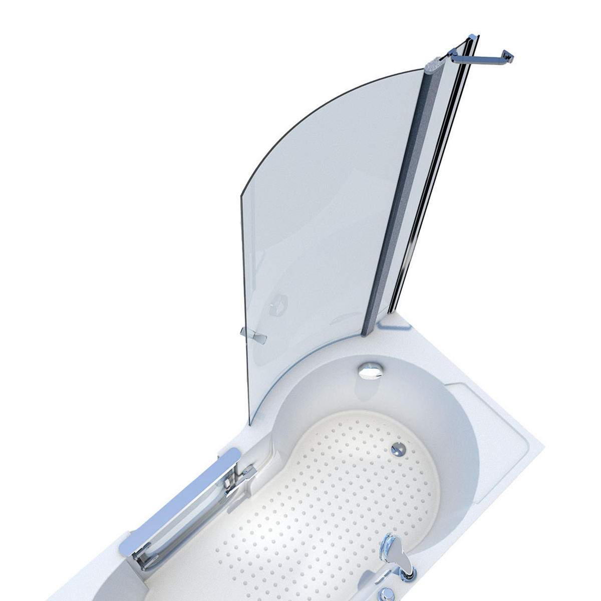 SENIORENDUSCHE mit Tür S12D-TH-R-EC 85x170 cm - Weiß, Glas/Kunststoff (85/170/200cm) - AcquaVapore by Sandra Jentho