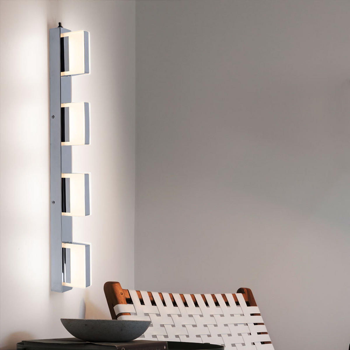 LED WANDLEUCHTE Harper Chrom satiniert Silber - Silberfarben, Metall (68/5/68cm) - Globo Lighting