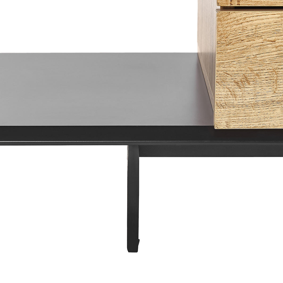 TV-MÖBEL Hellbraun, Schwarz FIORA 39/160/44 cm - Hellbraun, Holzwerkstoff (160/44/39cm) - Beliani