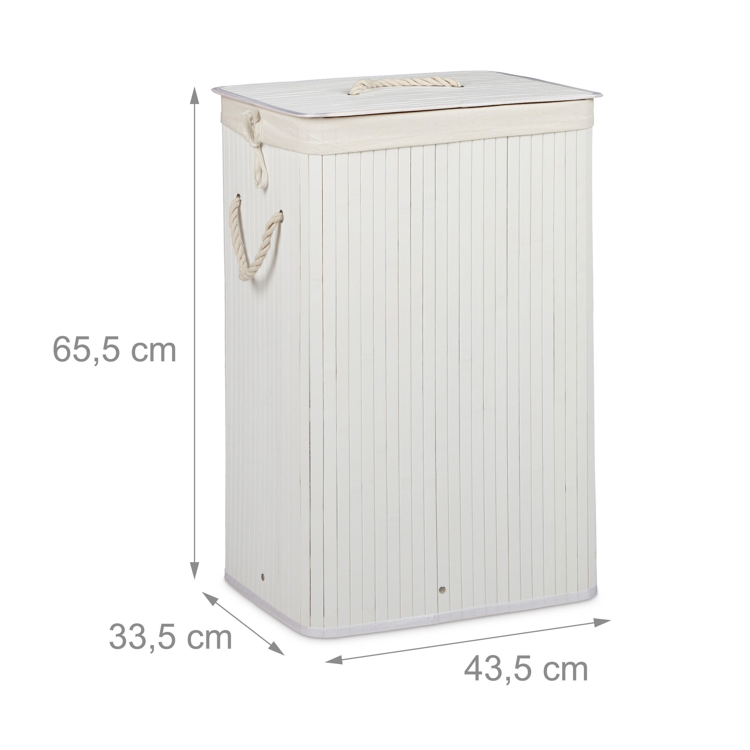 WÄSCHEKORB - Weiß, Holz/Textil (43.5/65.5/33.5cm) - Relaxdays