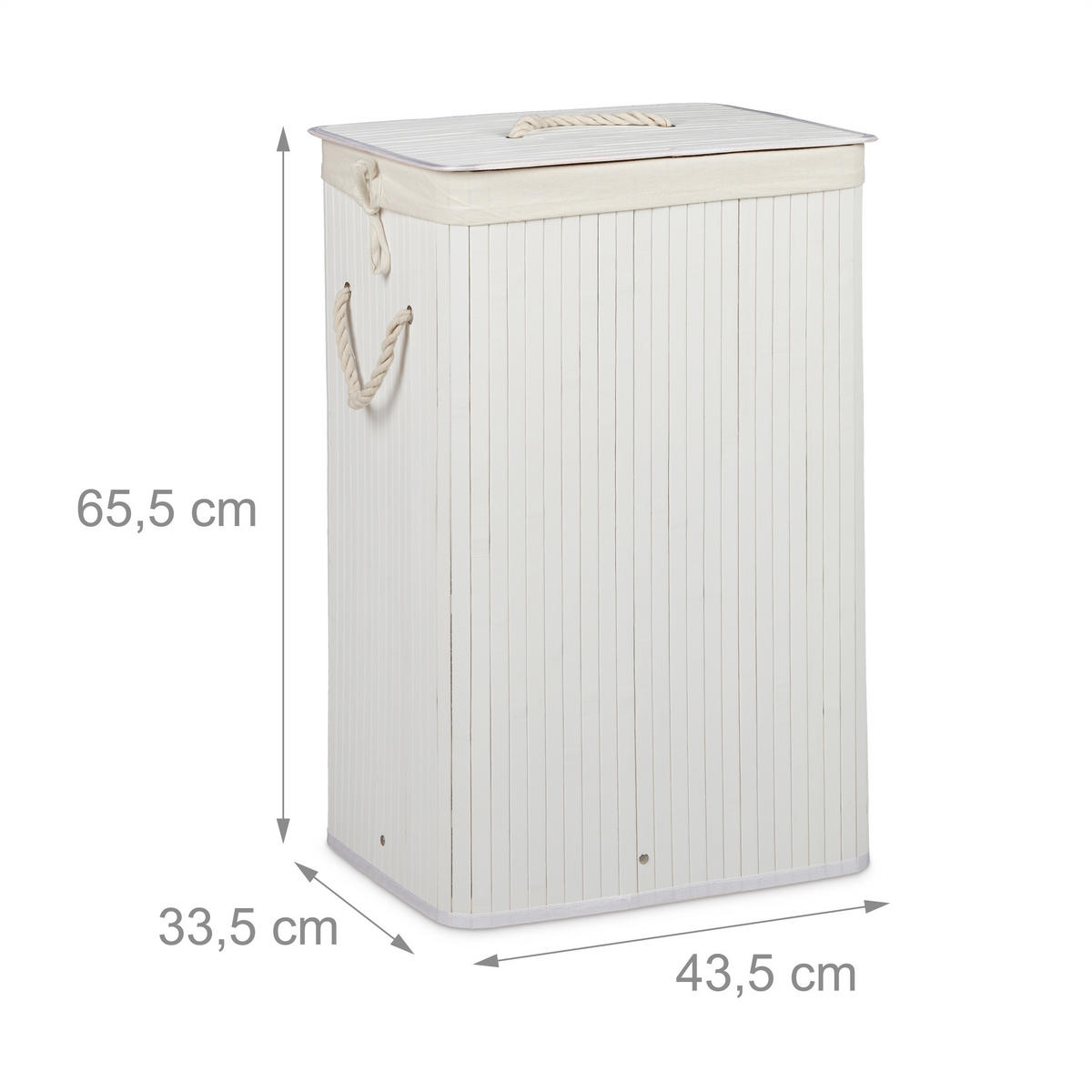 WÄSCHEKORB - Weiß, Holz/Textil (43.5/65.5/33.5cm) - Relaxdays