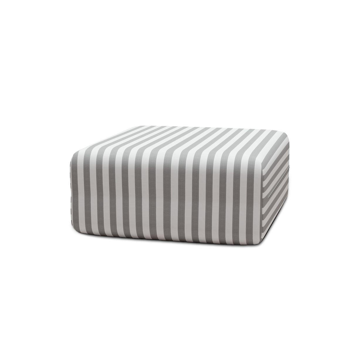 OUTDOOR-POUF mit Streifen, weiß und grau - Grau, Textil (95/42/95cm)
