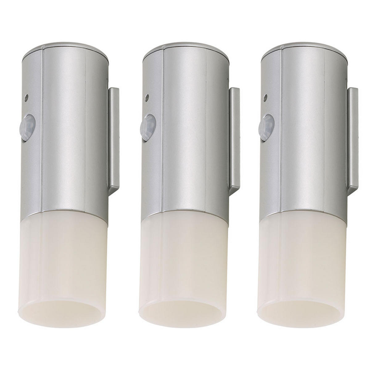 LED WANDLEUCHTE Silber Metall 3er Set - Silberfarben, Kunststoff (4/12.5/4cm)