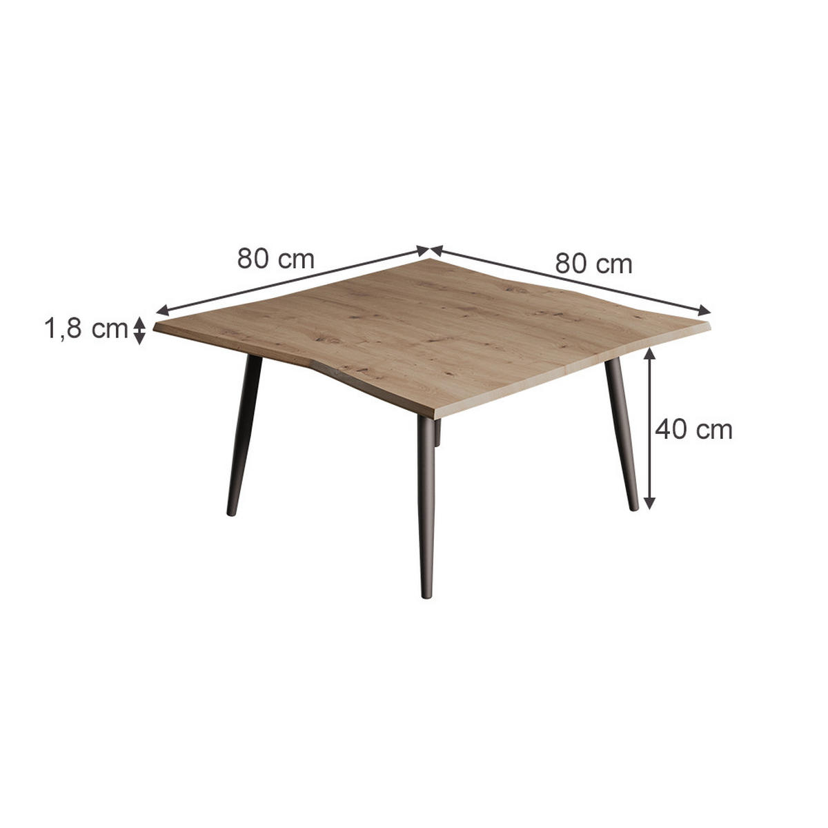 COUCHTISCH Yan Artisan 80 x 80 cm - Hellgrau, Holzwerkstoff (80/80/40cm) - Vicco