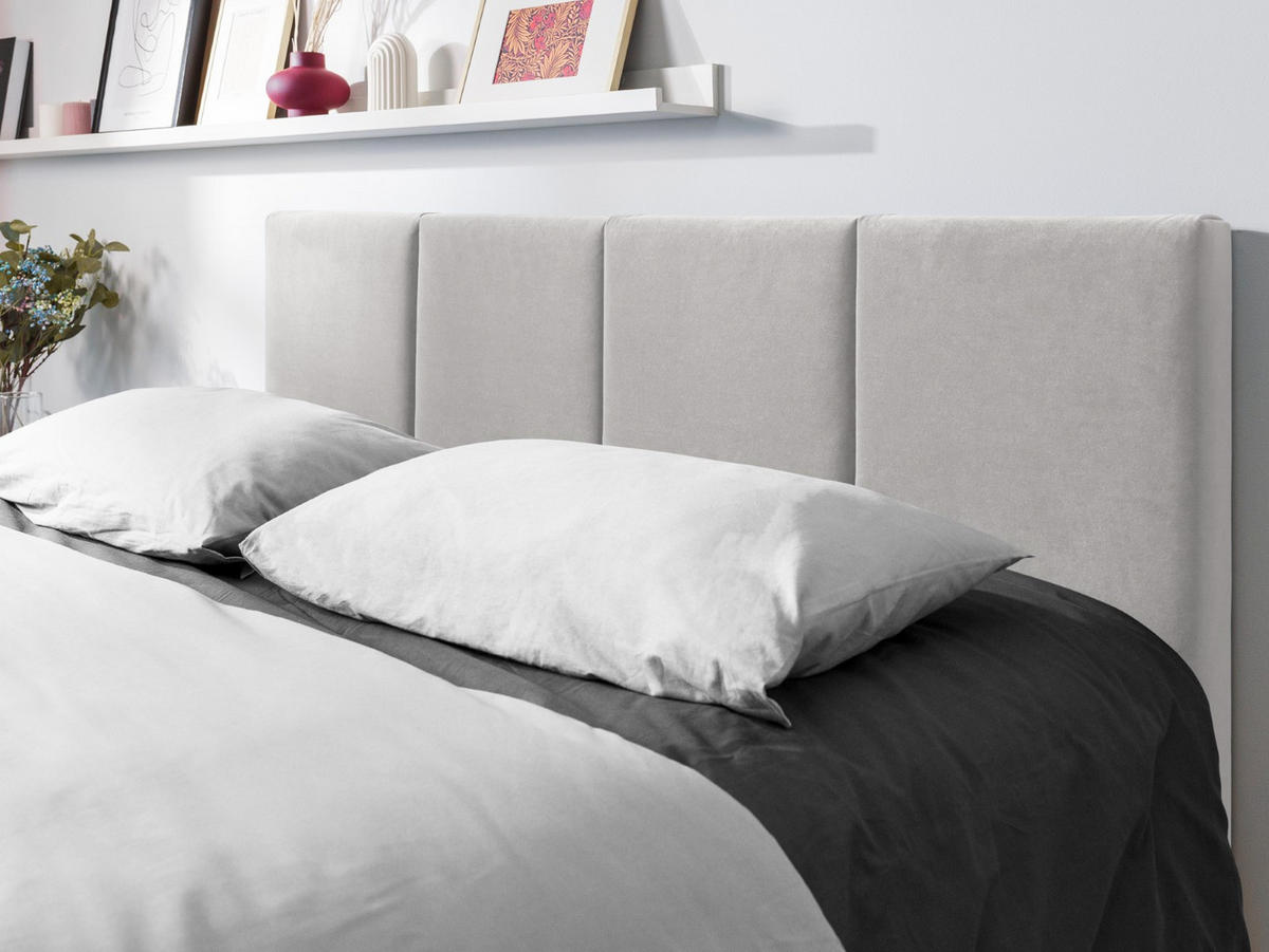 BETT mit Bettkasten und Kopfteil Pyla aus Samt hellgrau 140x200cm - Hellgrau, Textil (140/200cm) - Micadoni