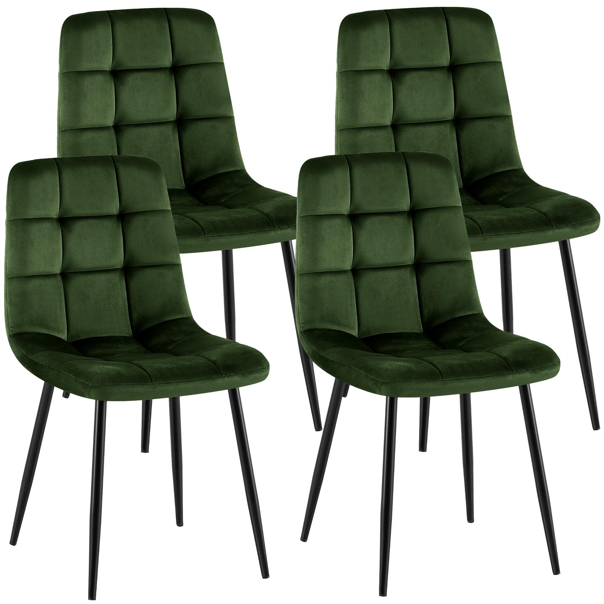 STUHL 4 Samt Grün - Schwarz/Grün, Textil/Metall (45/84/55cm) - CLP